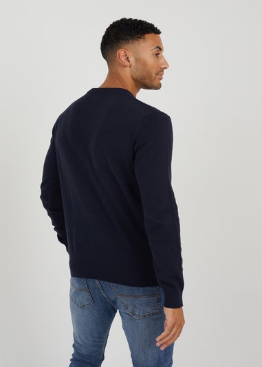 Brave Soul Midnight Blue Crew Neck Waffle Knit Jumper