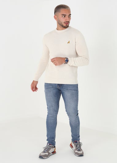 Brave Soul Ecru Crew Neck Waffle Knit Jumper