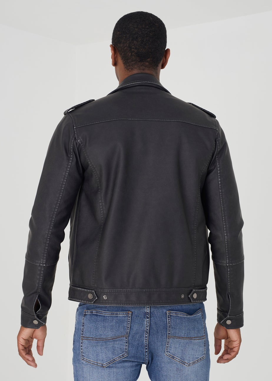 Brave Soul Black Faux Lather Biker Jacket