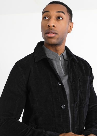 Brave Soul Black Button Through Cord Shacket