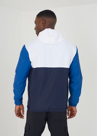 Brave Soul Navy Colourblock Hooded Windrunner Jacket