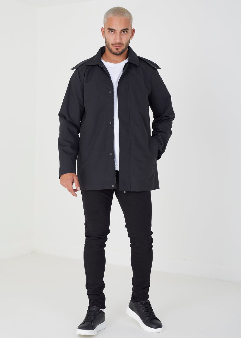 Brave Soul Black Lightweight Hooded Mac