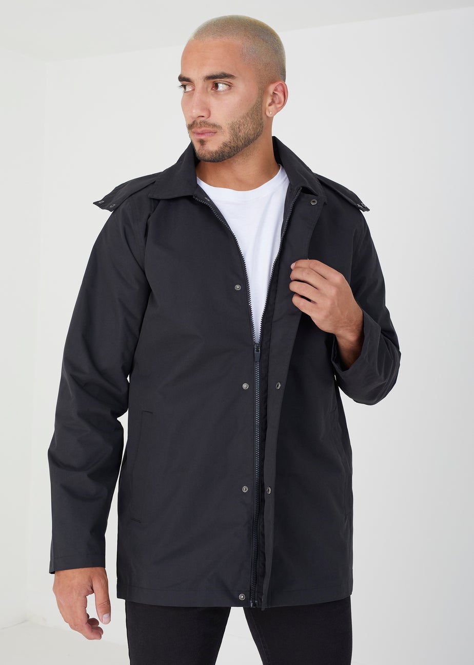 Brave Soul Black Lightweight Hooded Mac