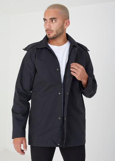 Brave Soul Black Lightweight Hooded Mac