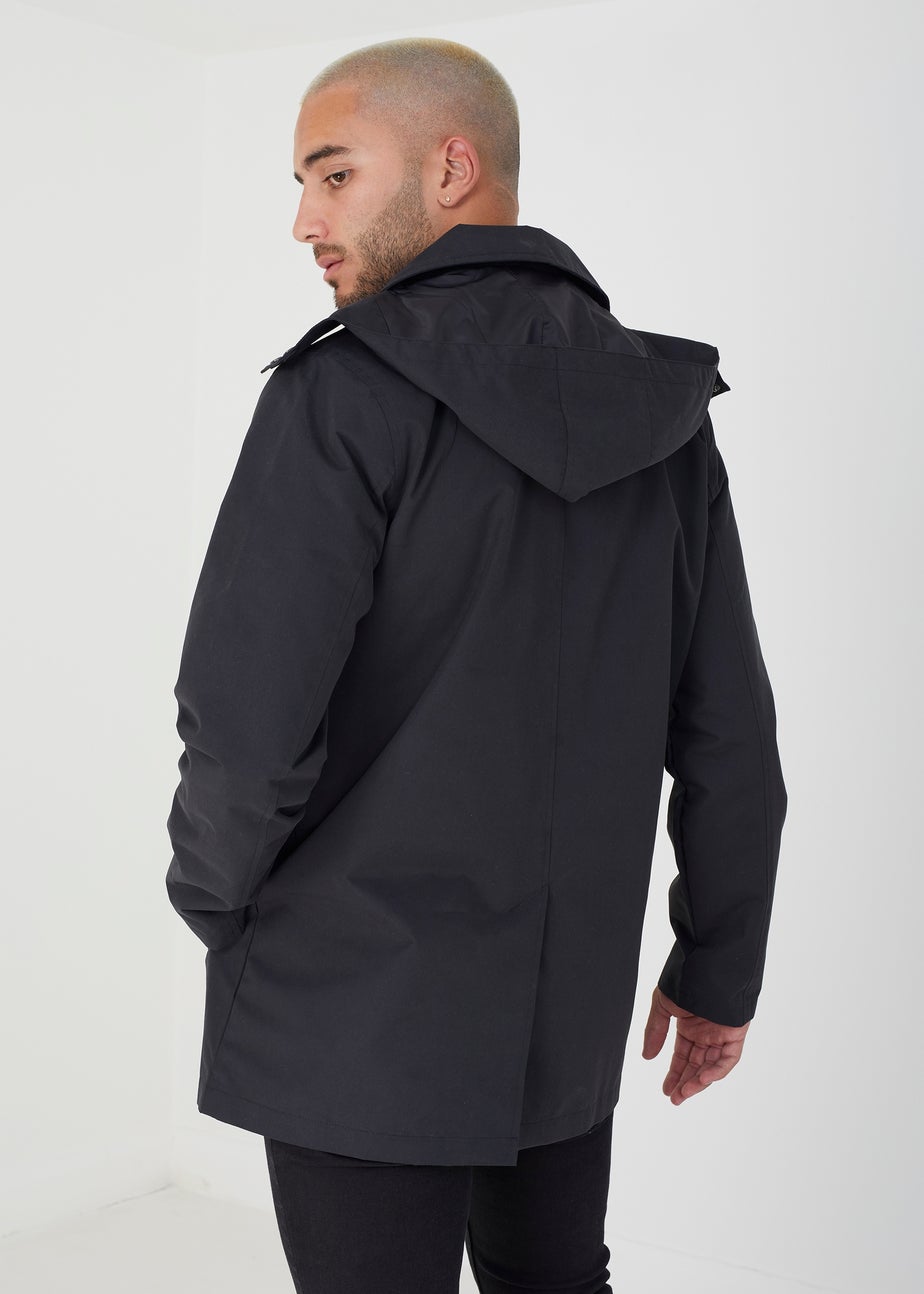 Brave Soul Black Lightweight Hooded Mac