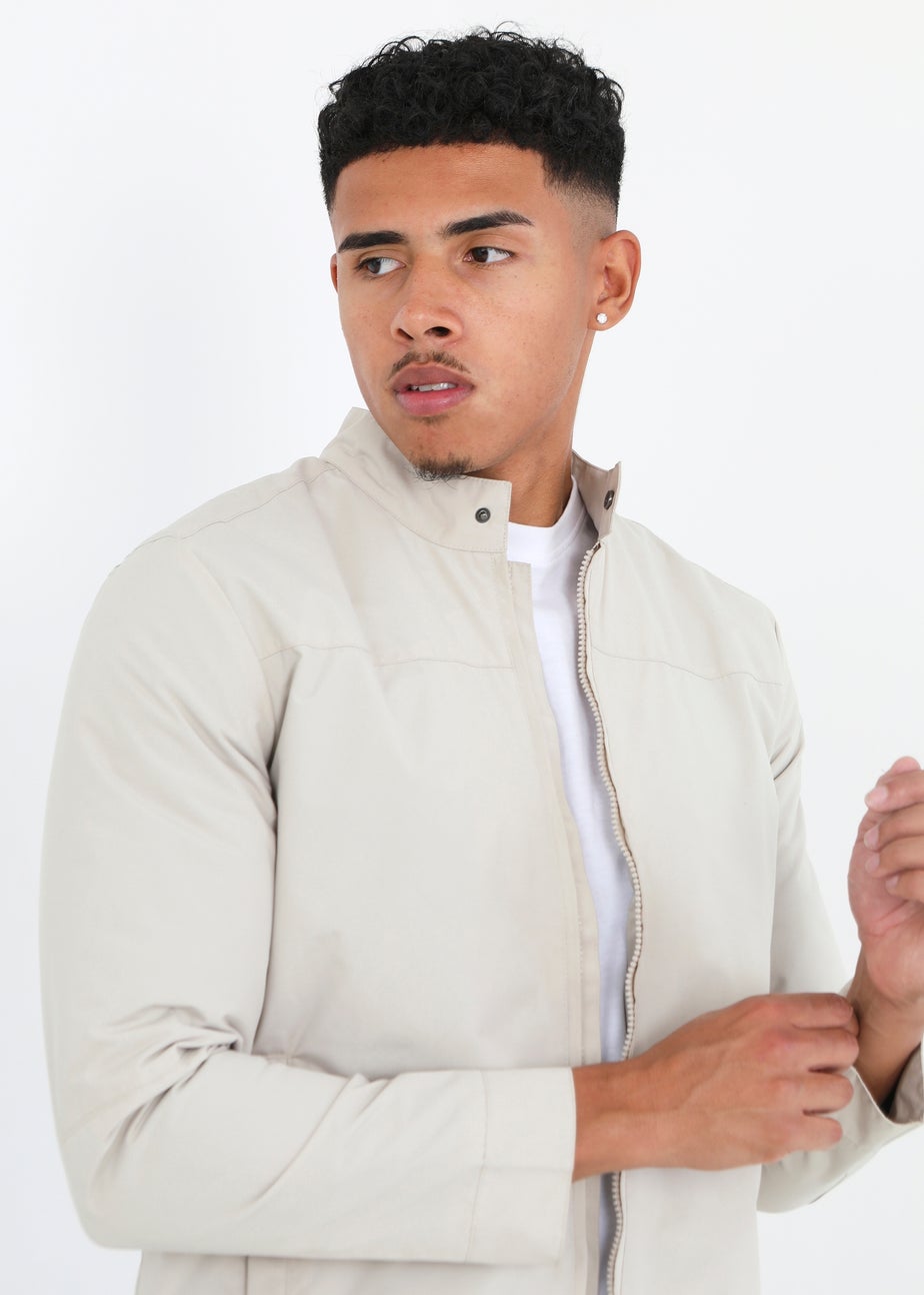 Brave Soul Stone Zip Through Biker Jacket