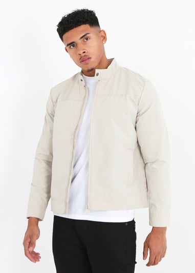 Brave Soul Stone Zip Through Biker Jacket