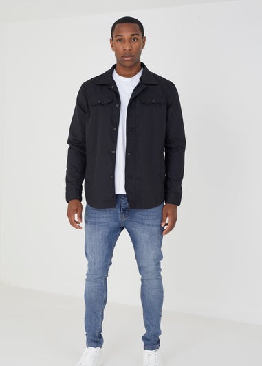 Brave Soul Black Button Through Utility Jacket