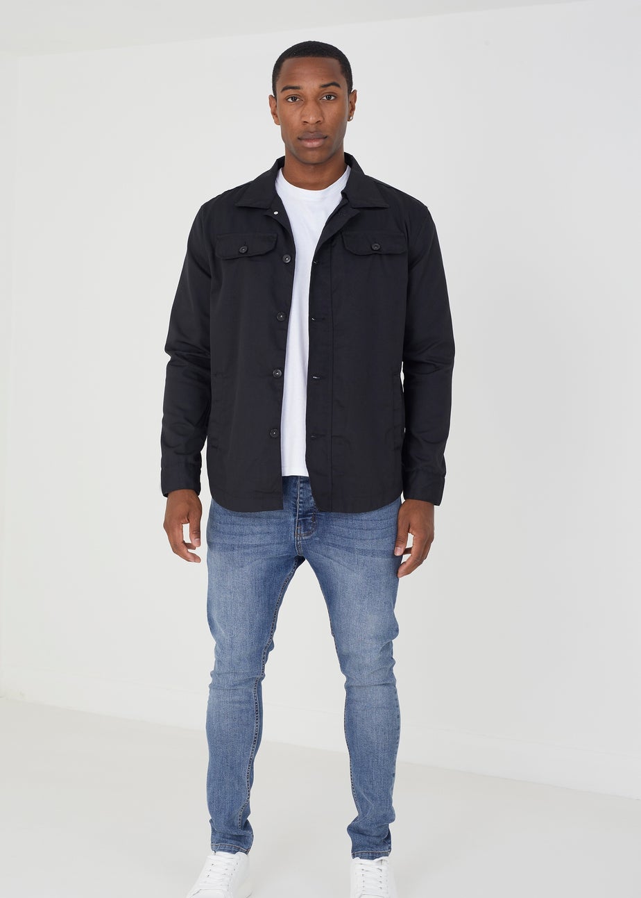 Brave Soul Black Button Through Utility Jacket