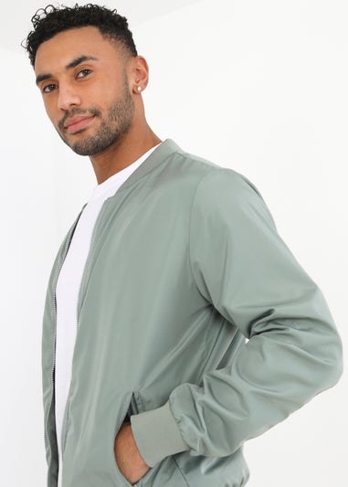 Brave Soul Soft Green Bomber Jacket