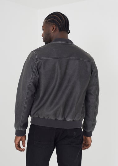 Brave Soul Black PU Bomber Jacket