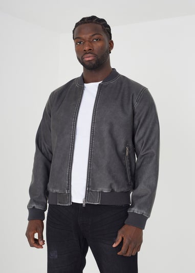 Brave Soul Black PU Bomber Jacket