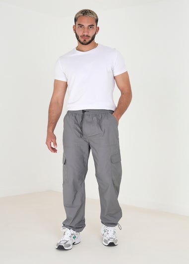 Brave Soul Dark Grey Cotton Poplin Cargo Trousers