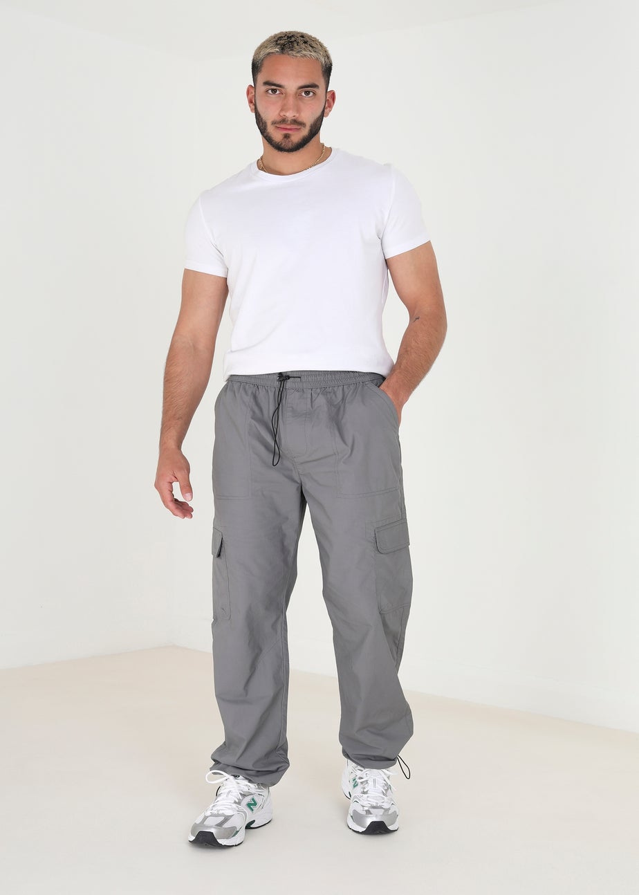 Brave Soul Dark Grey Cotton Poplin Cargo Trousers
