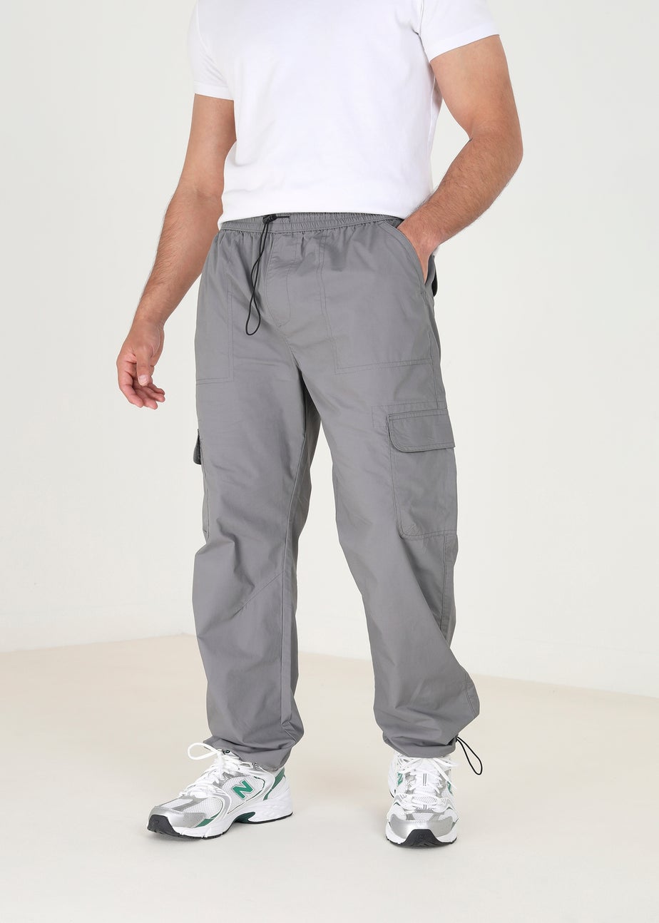 Brave Soul Dark Grey Cotton Poplin Cargo Trousers