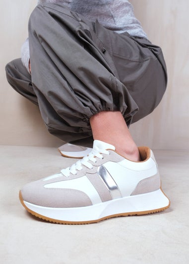 Where's That From White PU Pulse Runner Trainers