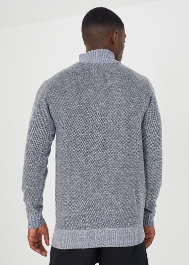 Brave Soul Grey Quarter Zip Knitted Jumper