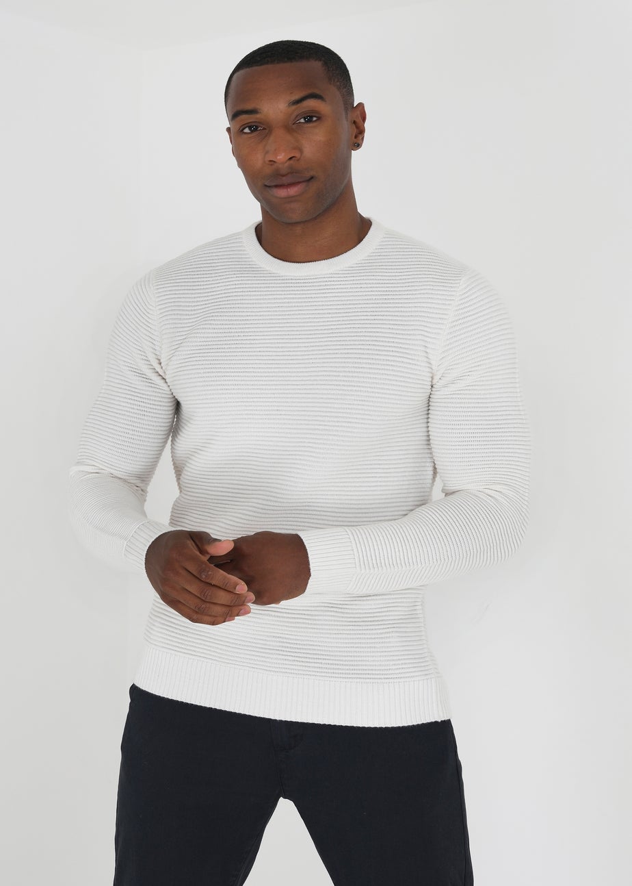 Brave Soul Ecru Crew Neck Knitted Jumper