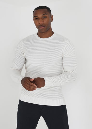 Brave Soul Ecru Crew Neck Knitted Jumper