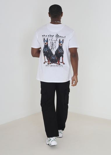 Brave Soul Black Cotton Poplin Loose Fit Cargo Trousers