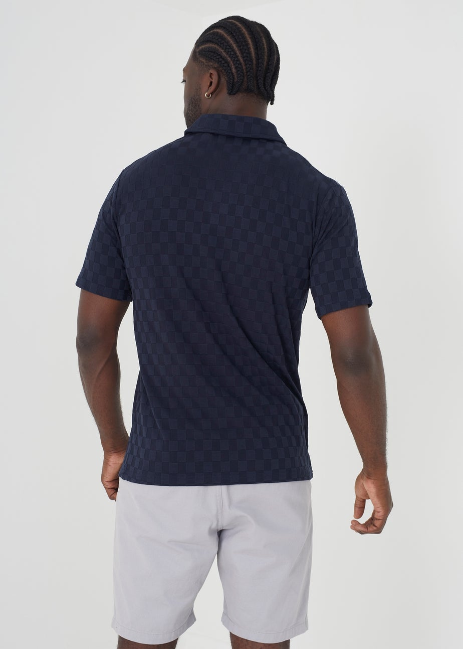 Brave Soul Navy Short Sleeve Open Collar Polo Shirt