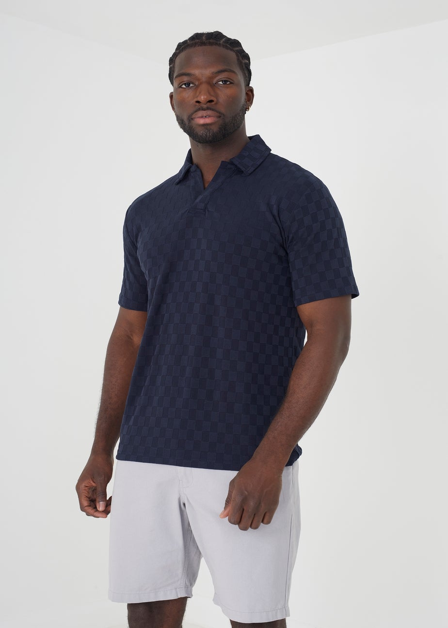 Brave Soul Navy Short Sleeve Open Collar Polo Shirt