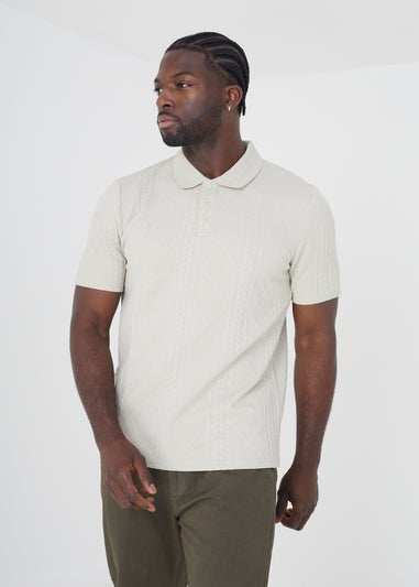 Brave Soul Stone Short Sleeve Jacquard Polo Shirt