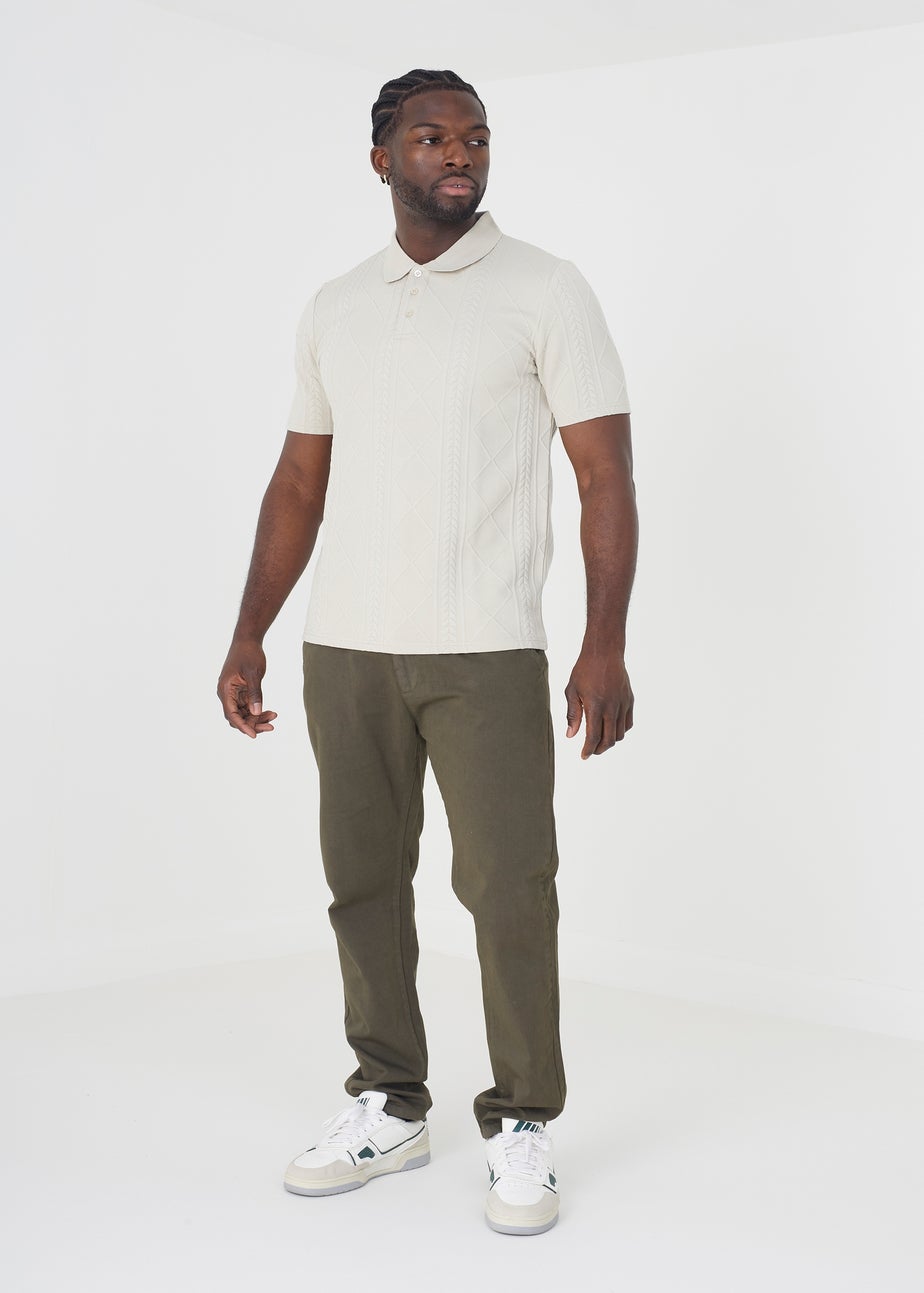 Brave Soul Stone Short Sleeve Jacquard Polo Shirt