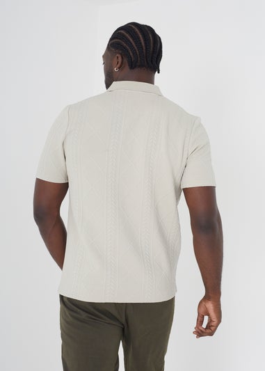 Brave Soul Stone Short Sleeve Jacquard Polo Shirt