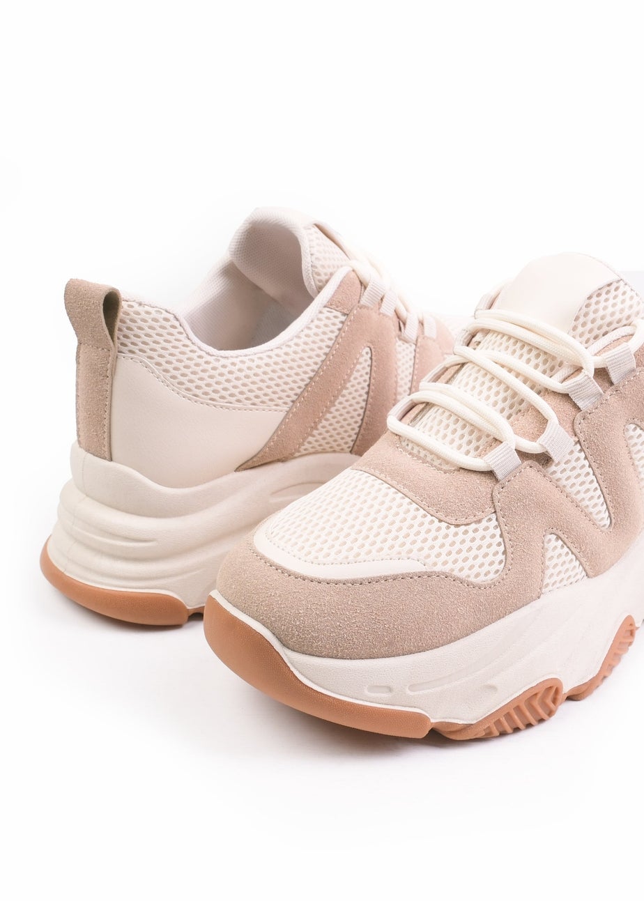 Where's That From Cream Chunky Sole Mesh Trainers