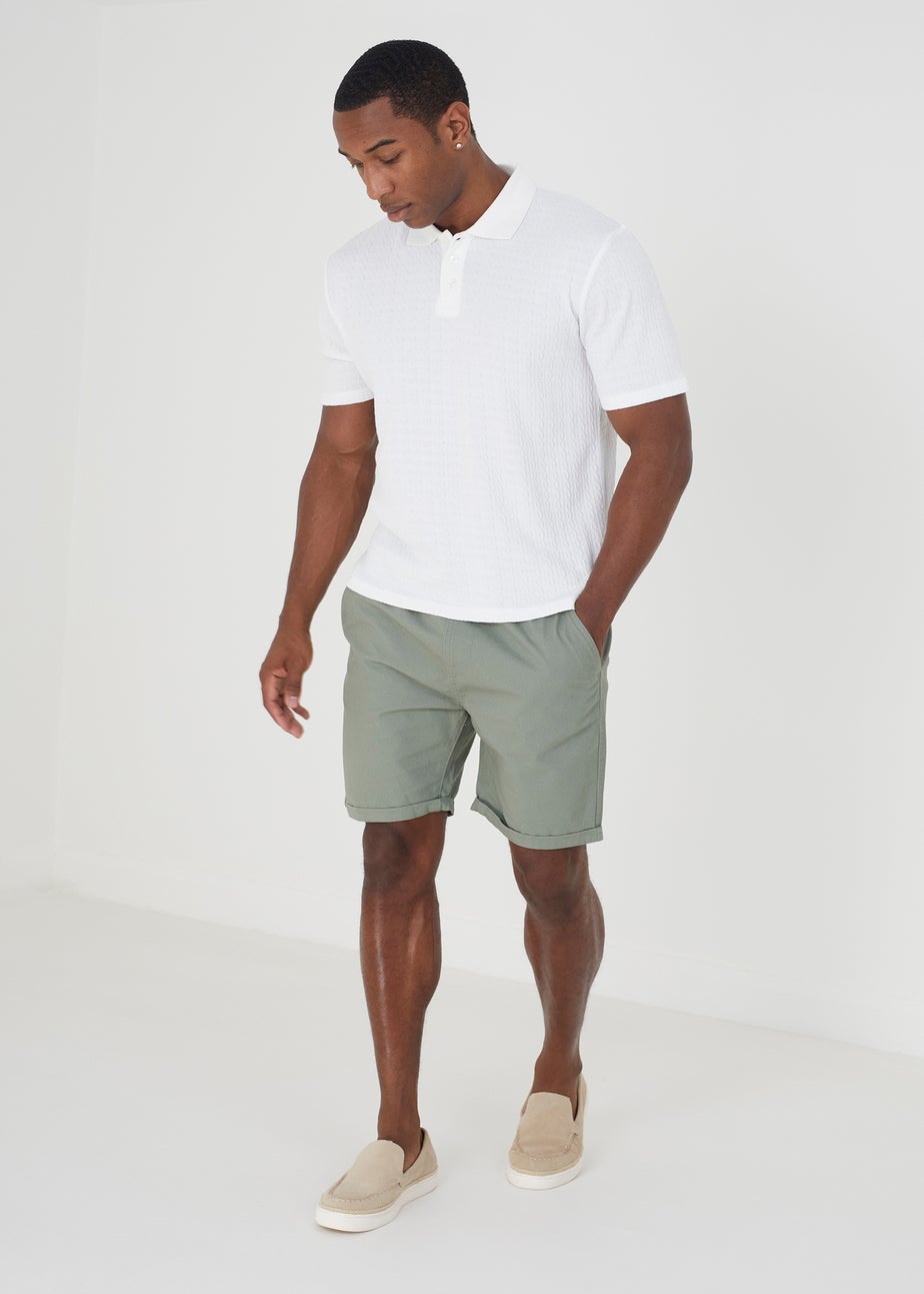 Brave Soul White Short Sleeve Polo Shirt