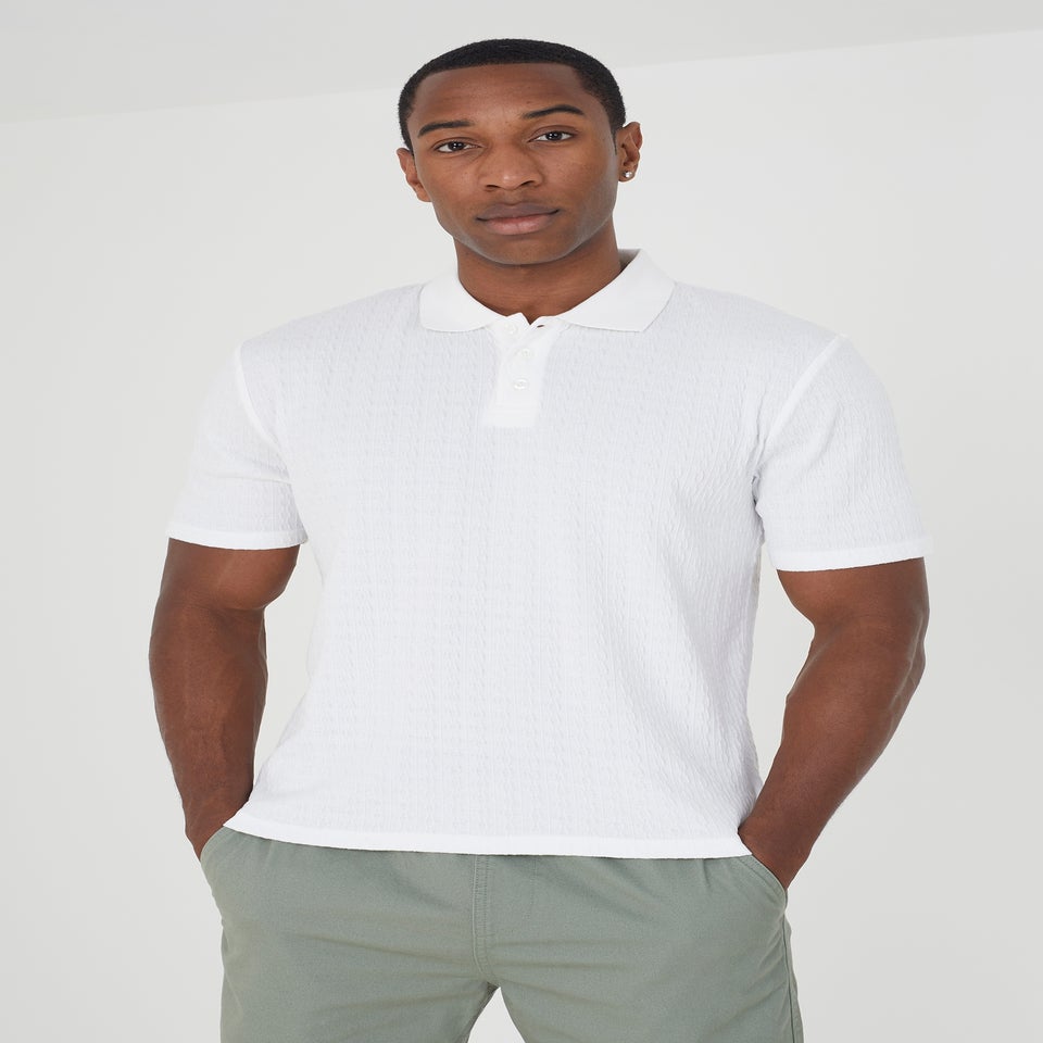 Brave Soul White Short Sleeve Polo Shirt