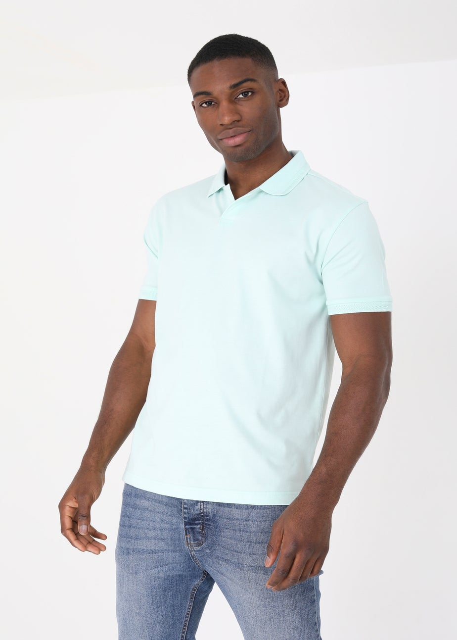 Brave Soul Soft Green Short Sleeve Jacquard Trim Polo Shirt