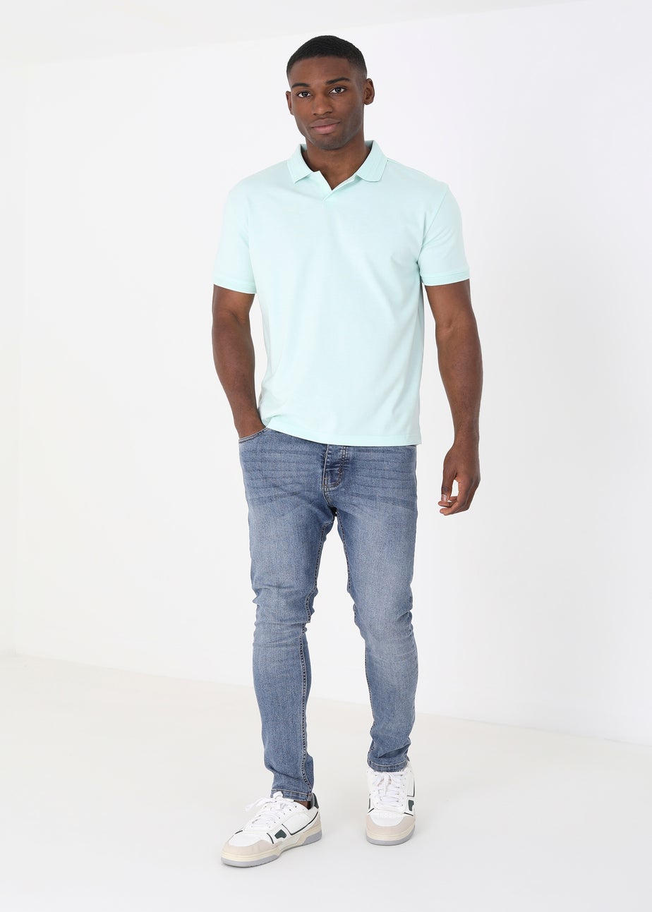 Brave Soul Soft Green Short Sleeve Jacquard Trim Polo Shirt