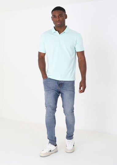 Brave Soul Soft Green Short Sleeve Jacquard Trim Polo Shirt