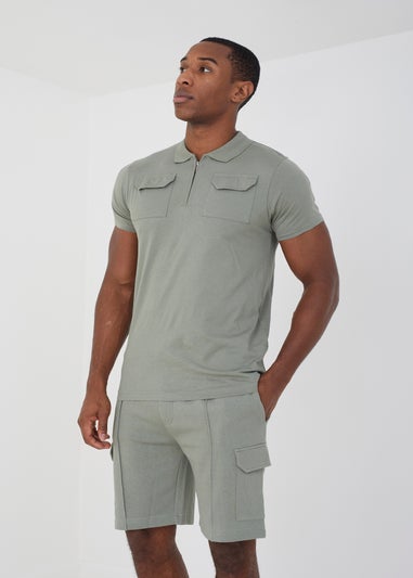 Brave Soul Soft Green Polo Shirt & Short Co-ord Set