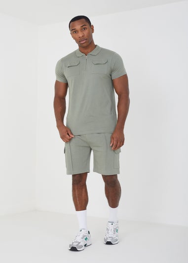 Brave Soul Soft Green Polo Shirt & Short Co-ord Set