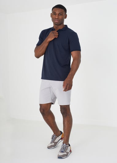 Brave Soul Navy Short Sleeve Jacquard Trim Polo Shirt