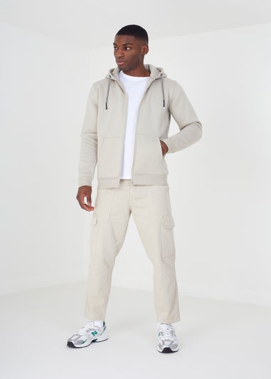 Brave Soul Stone Zip Through Hoodie