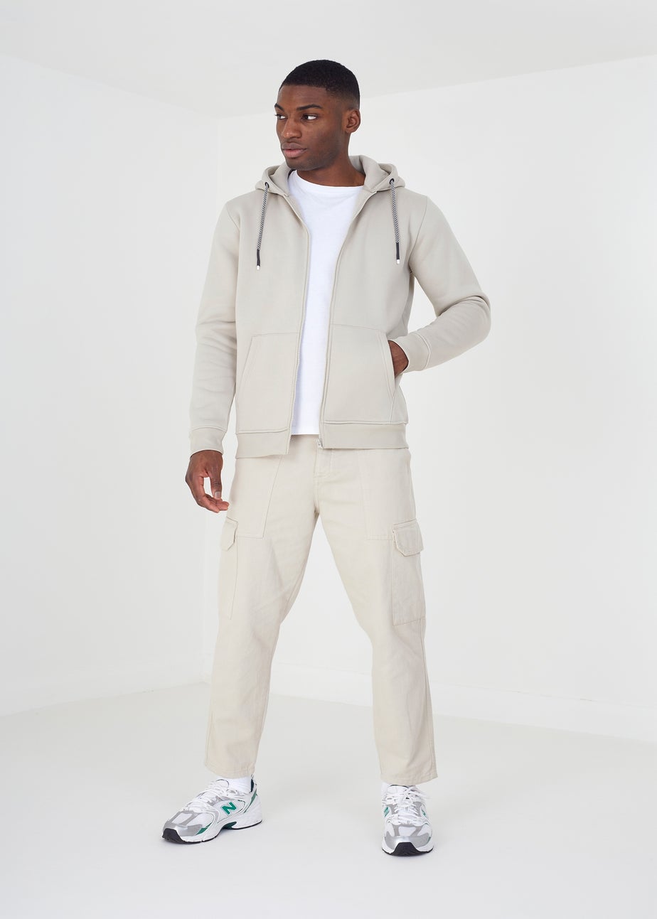 Brave Soul Stone Zip Through Hoodie