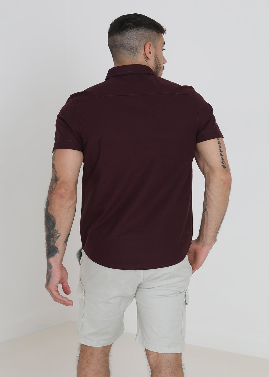 Brave Soul Burgundy Cotton Oxford Short Sleeve Shirt
