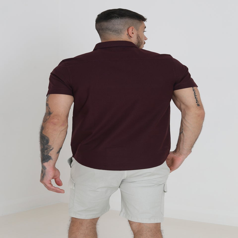 Brave Soul Burgundy Cotton Oxford Short Sleeve Shirt