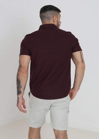 Brave Soul Burgundy Cotton Oxford Short Sleeve Shirt