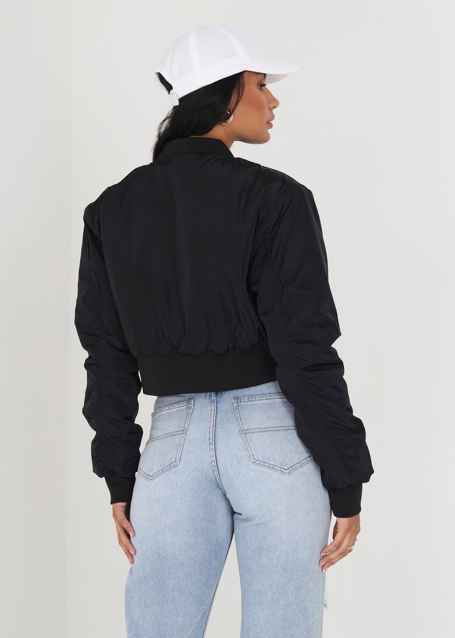 Brave Soul Black Cropped Bomber Jacket