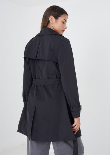 Brave Soul Black Double Breasted Belted Trench Coat