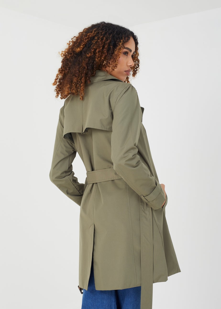 Brave Soul Khaki Double Breasted Short Trench Coat