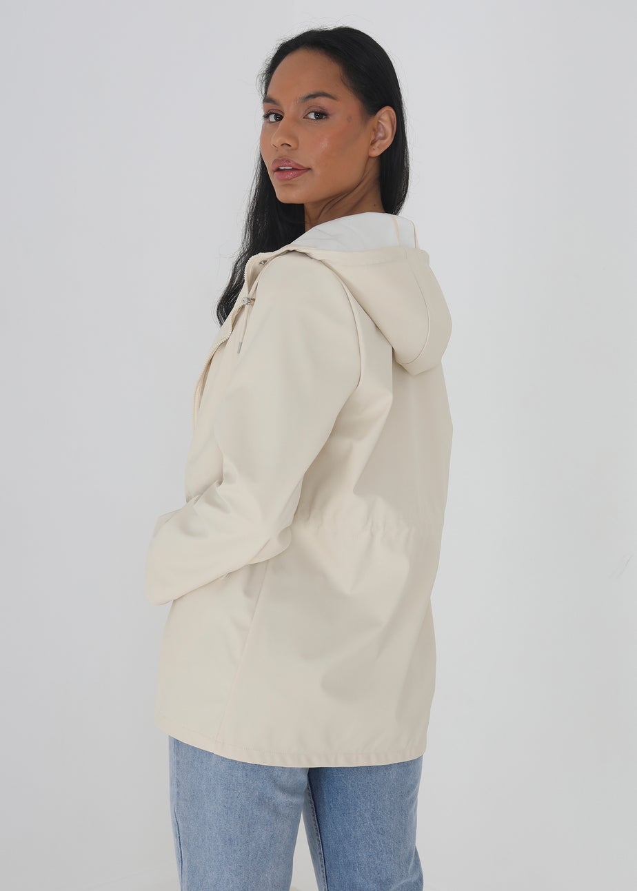 Brave Soul Cream Hooded Rain Mac