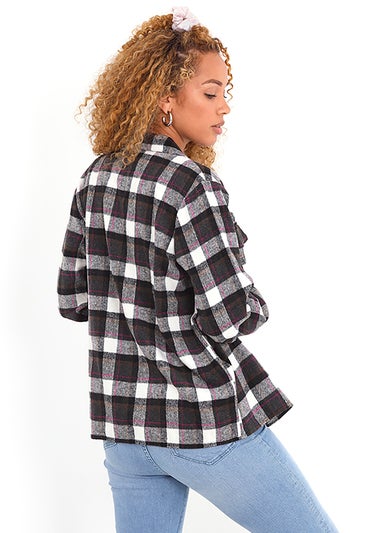 Brave Soul Grey Checked Oversized Shacket