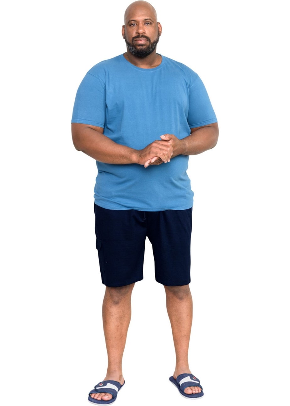 Duke Navy John Cotton Lightweight Kingsize Cargo Shorts