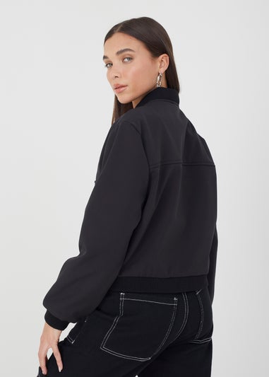 Brave Soul Black Bonded Bomber Style Jacket